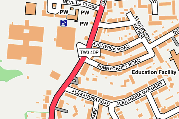 TW3 4DP map - OS OpenMap – Local (Ordnance Survey)