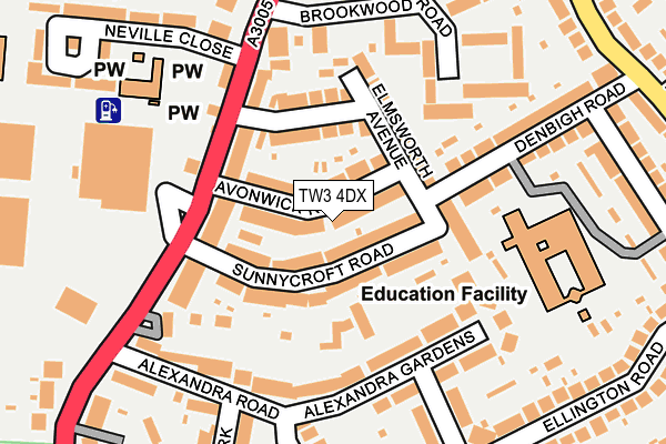 TW3 4DX map - OS OpenMap – Local (Ordnance Survey)