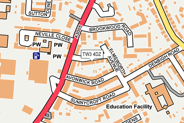 TW3 4DZ map - OS OpenMap – Local (Ordnance Survey)