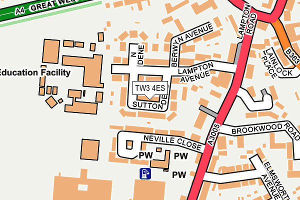 TW3 4ES map - OS OpenMap – Local (Ordnance Survey)