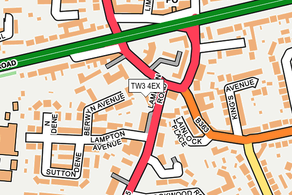 TW3 4EX map - OS OpenMap – Local (Ordnance Survey)