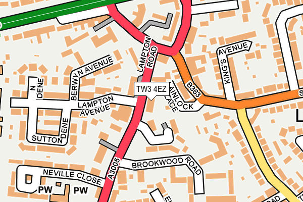 TW3 4EZ map - OS OpenMap – Local (Ordnance Survey)