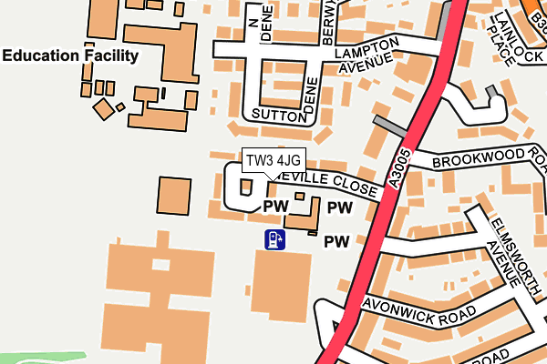 TW3 4JG map - OS OpenMap – Local (Ordnance Survey)