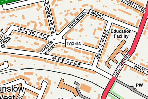 TW3 4LN map - OS OpenMap – Local (Ordnance Survey)