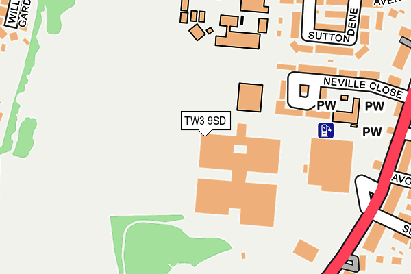 TW3 9SD map - OS OpenMap – Local (Ordnance Survey)