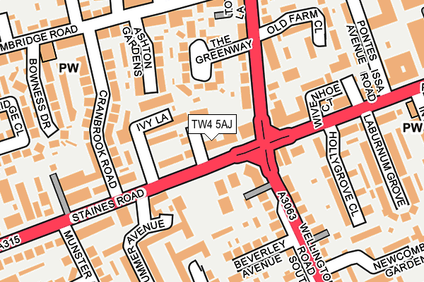 TW4 5AJ map - OS OpenMap – Local (Ordnance Survey)