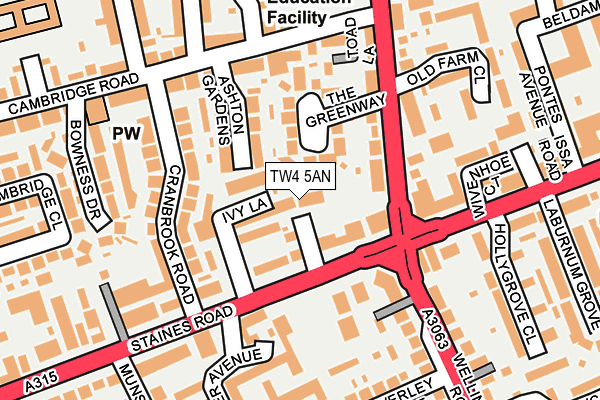 TW4 5AN map - OS OpenMap – Local (Ordnance Survey)
