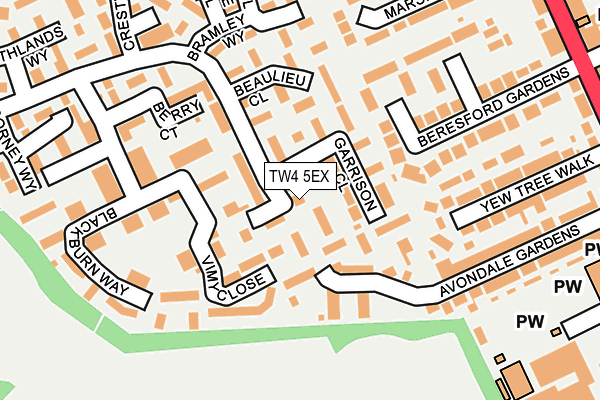 TW4 5EX map - OS OpenMap – Local (Ordnance Survey)
