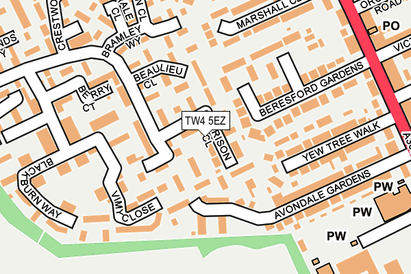 TW4 5EZ map - OS OpenMap – Local (Ordnance Survey)
