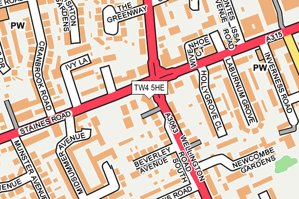 TW4 5HE map - OS OpenMap – Local (Ordnance Survey)