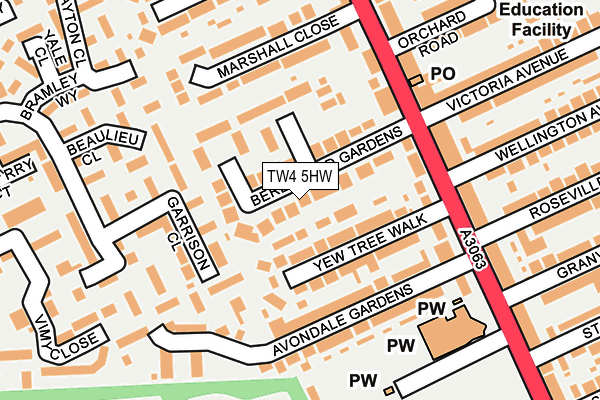 TW4 5HW map - OS OpenMap – Local (Ordnance Survey)