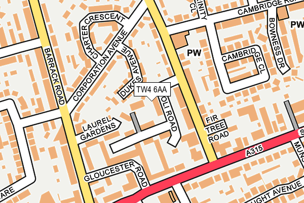 TW4 6AA map - OS OpenMap – Local (Ordnance Survey)