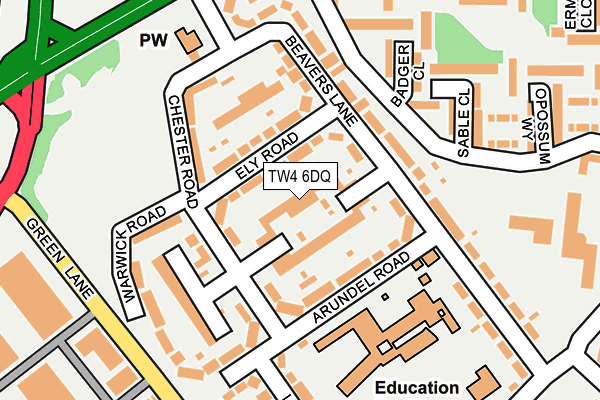 TW4 6DQ map - OS OpenMap – Local (Ordnance Survey)