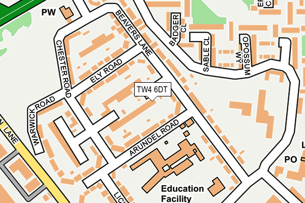 TW4 6DT map - OS OpenMap – Local (Ordnance Survey)