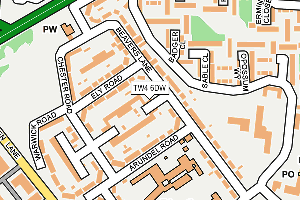 TW4 6DW map - OS OpenMap – Local (Ordnance Survey)