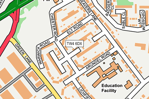 TW4 6DX map - OS OpenMap – Local (Ordnance Survey)