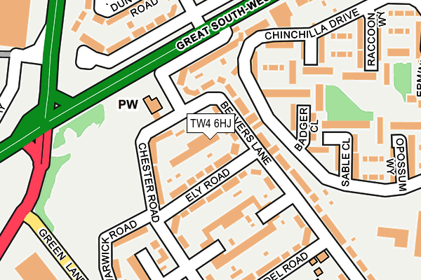 TW4 6HJ map - OS OpenMap – Local (Ordnance Survey)