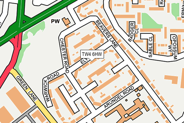 TW4 6HW map - OS OpenMap – Local (Ordnance Survey)