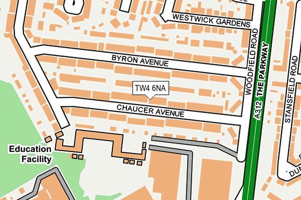 TW4 6NA map - OS OpenMap – Local (Ordnance Survey)