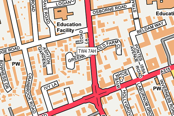 TW4 7AH map - OS OpenMap – Local (Ordnance Survey)