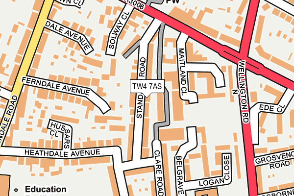 TW4 7AS map - OS OpenMap – Local (Ordnance Survey)