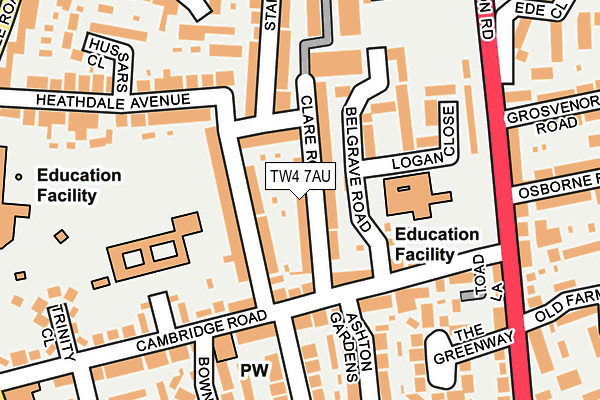 TW4 7AU map - OS OpenMap – Local (Ordnance Survey)