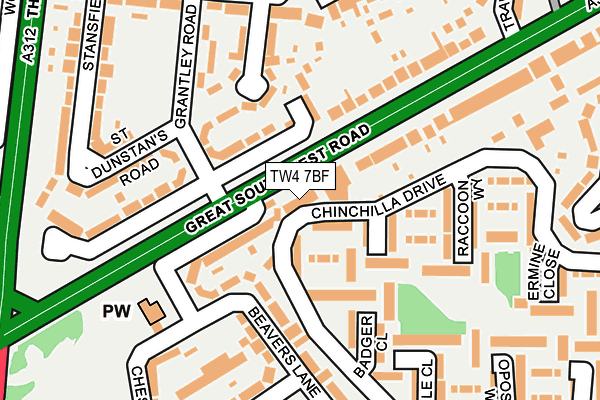 TW4 7BF map - OS OpenMap – Local (Ordnance Survey)