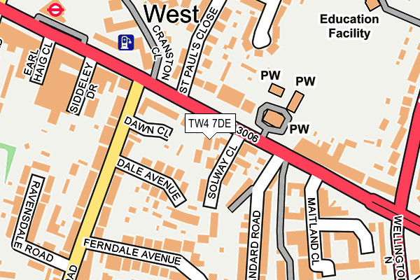 TW4 7DE map - OS OpenMap – Local (Ordnance Survey)