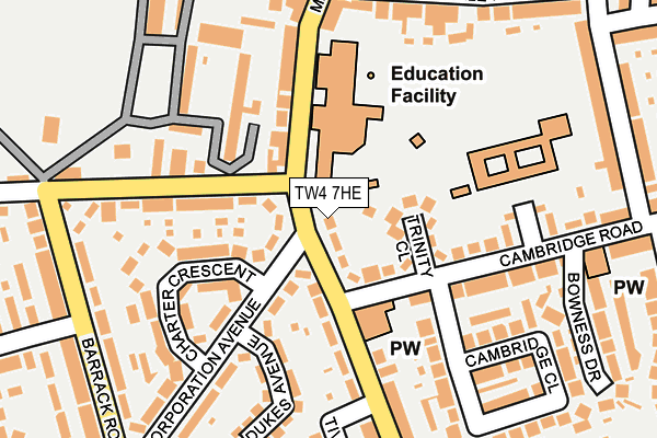 TW4 7HE map - OS OpenMap – Local (Ordnance Survey)