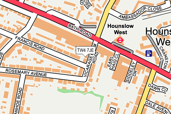 TW4 7JE map - OS OpenMap – Local (Ordnance Survey)