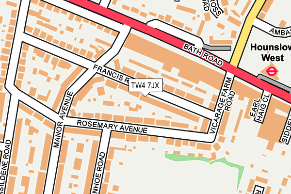 TW4 7JX map - OS OpenMap – Local (Ordnance Survey)