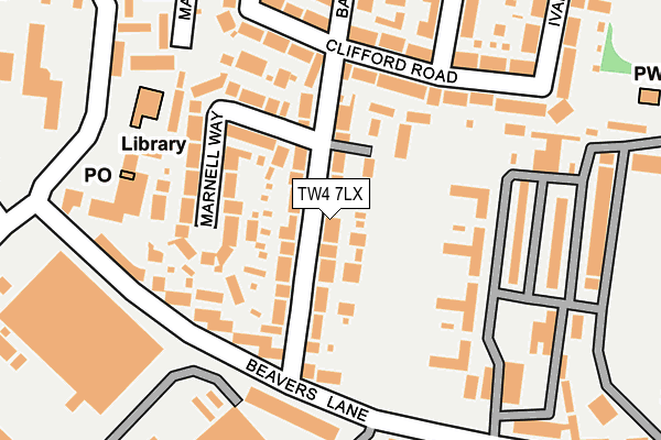 TW4 7LX map - OS OpenMap – Local (Ordnance Survey)