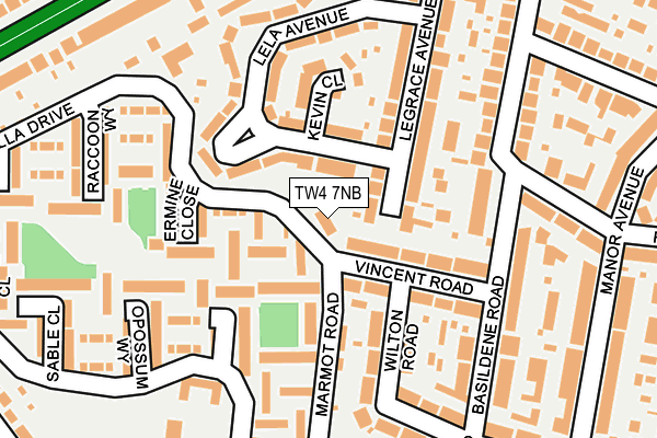 TW4 7NB map - OS OpenMap – Local (Ordnance Survey)