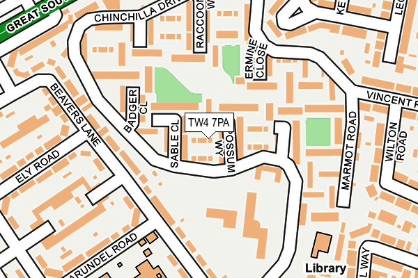 TW4 7PA map - OS OpenMap – Local (Ordnance Survey)