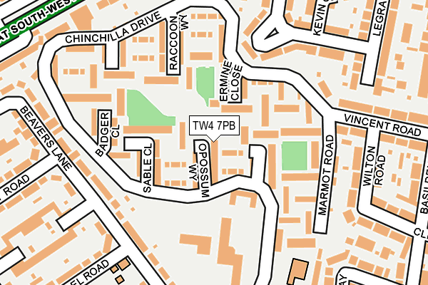 TW4 7PB map - OS OpenMap – Local (Ordnance Survey)