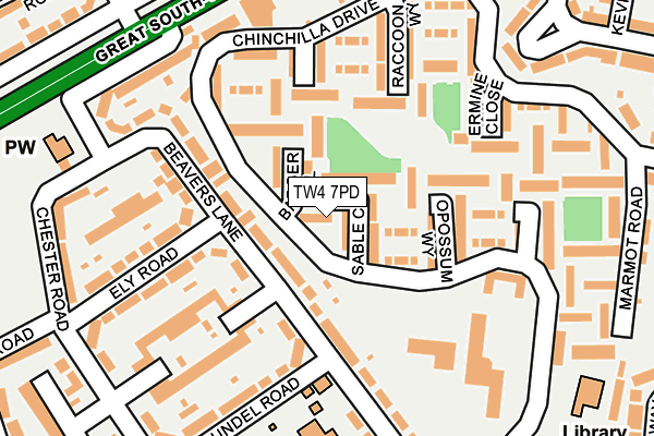 TW4 7PD map - OS OpenMap – Local (Ordnance Survey)