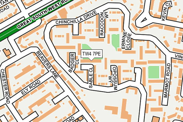 TW4 7PE map - OS OpenMap – Local (Ordnance Survey)