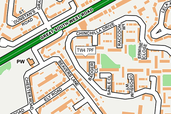 TW4 7PF map - OS OpenMap – Local (Ordnance Survey)