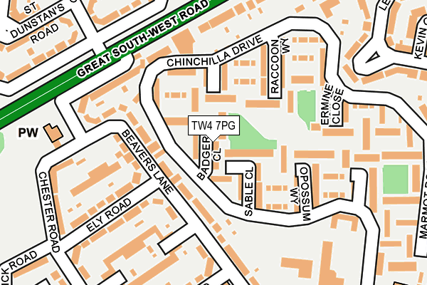 TW4 7PG map - OS OpenMap – Local (Ordnance Survey)