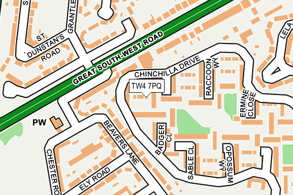 TW4 7PQ map - OS OpenMap – Local (Ordnance Survey)