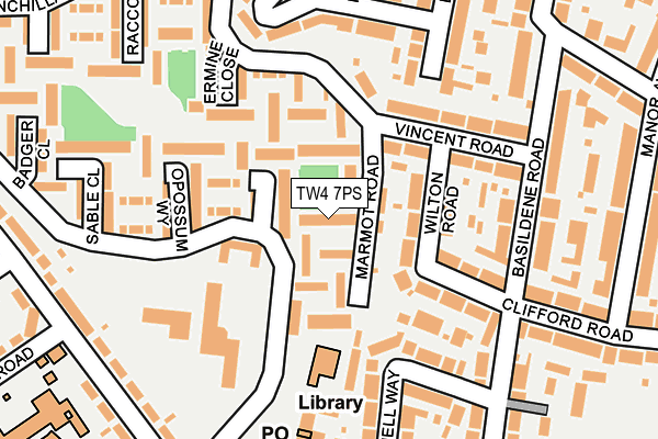TW4 7PS map - OS OpenMap – Local (Ordnance Survey)