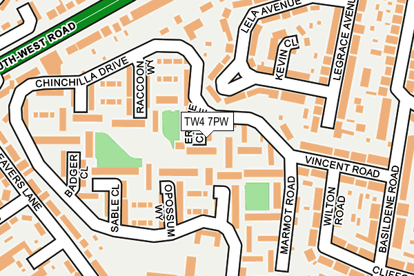 TW4 7PW map - OS OpenMap – Local (Ordnance Survey)