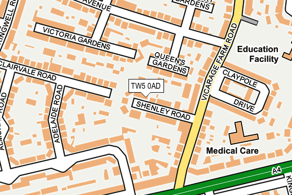 TW5 0AD map - OS OpenMap – Local (Ordnance Survey)