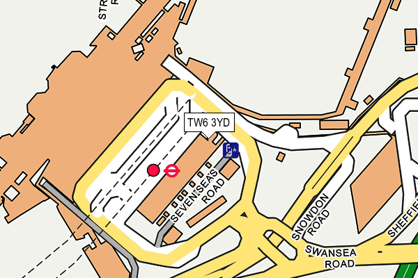 TW6 3YD map - OS OpenMap – Local (Ordnance Survey)