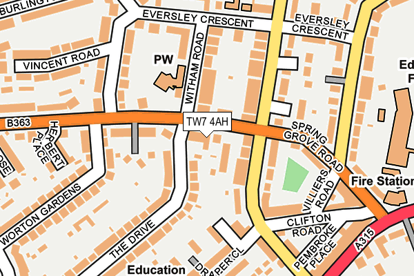 TW7 4AH map - OS OpenMap – Local (Ordnance Survey)