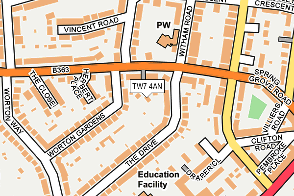 TW7 4AN map - OS OpenMap – Local (Ordnance Survey)