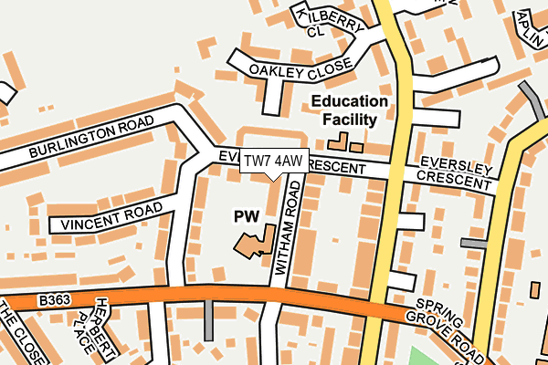 TW7 4AW map - OS OpenMap – Local (Ordnance Survey)