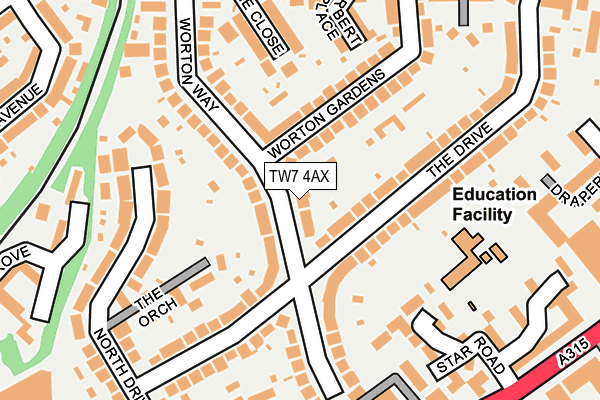 TW7 4AX map - OS OpenMap – Local (Ordnance Survey)