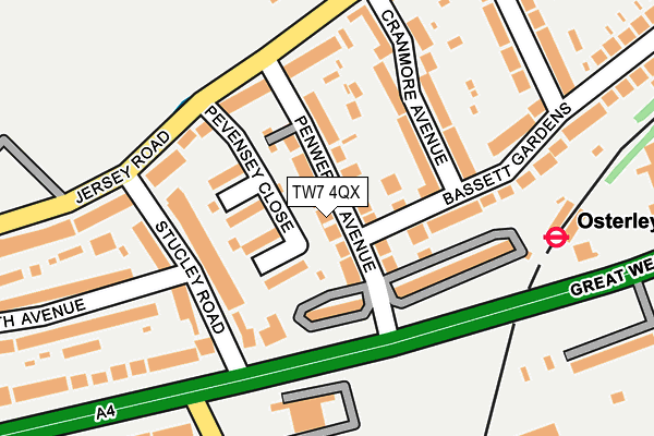 TW7 4QX map - OS OpenMap – Local (Ordnance Survey)