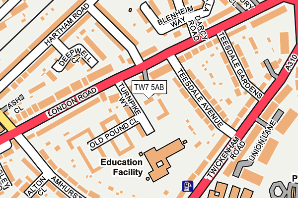 TW7 5AB map - OS OpenMap – Local (Ordnance Survey)